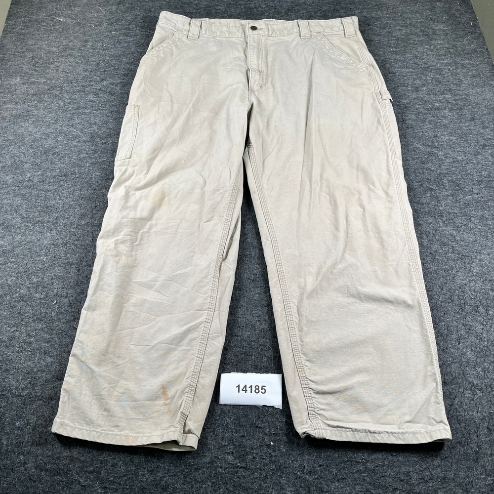 Carhartt B151 Dungaree Fit Carpenter Pants Mens 42x30 Tan Cotton Canvas Workwear